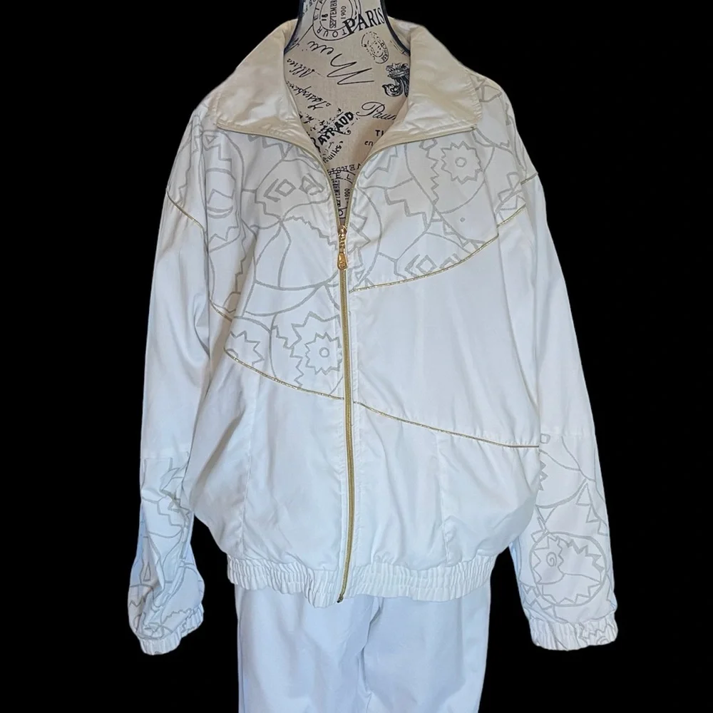 Rare Find❣️ FILA Vintage White with Gray Print & Gold Tracksuit, Women’s Size 14 - Picture 3 of 13